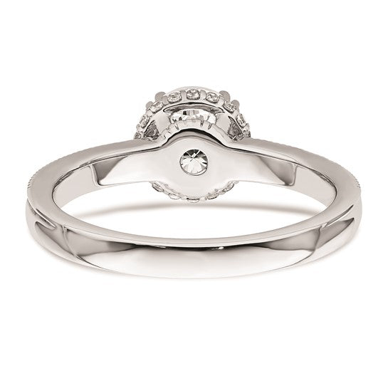 14K White Gold Vintage Halo (Holds 1 carat (6.5mm) Round Center) 1/3 carat Diamond Semi-mount Engagement Ring
