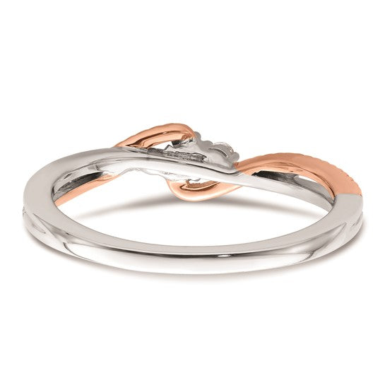 First Promise 14k White and Rose Gold 3-Stone 1/8 carat Round Diamond Complete Promise/Engagement Ring