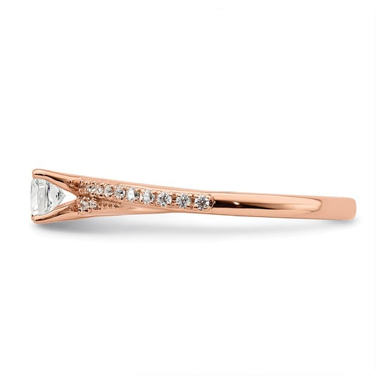 14K Rose Gold By-Pass Cushion Center 1/2 carat tw. Diamond Complete Engagement Ring