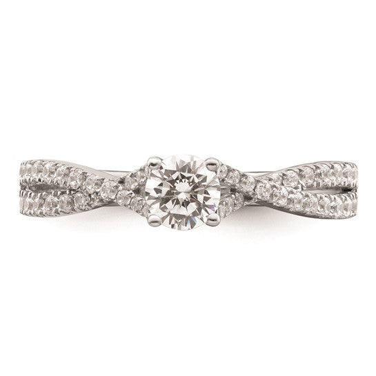 14k White Gold Criss-Cross 5/8 carat tw. Diamond Complete Engagement Ring