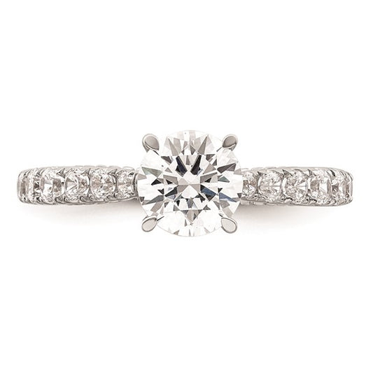 14K White Gold (Holds 1 carat (6.5mm) Round Center) 1/2 carat Diamond Semi-Mount Engagement Ring