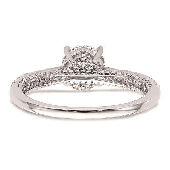 14K White Gold (Holds 1 carat (6.5mm) Round Center) 1/2 carat Diamond Semi-Mount Engagement Ring