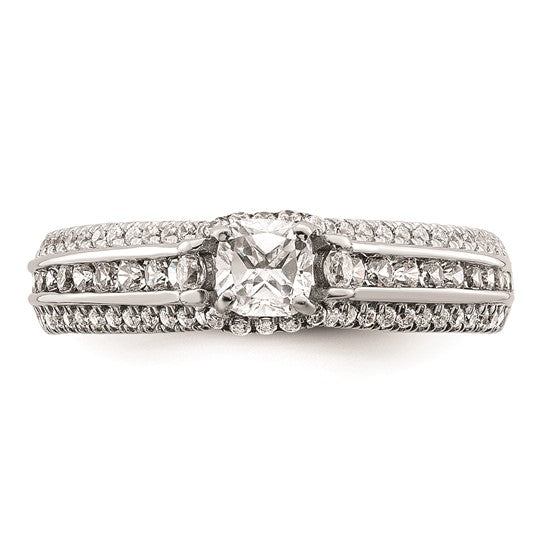 14K White Gold (Holds 1/2 carat (4.5mm) Cushion Center) 5/8 carat Prong/Channel-set Diamond Semi-Mount Engagement Ring