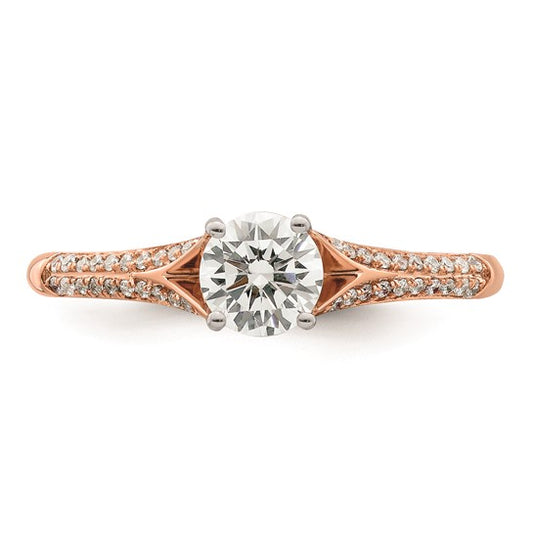 14k White and Rose Gold (Holds 1/2 carat (5.2mm) Round Center) 1/8 carat Diamond Semi-Mount Engagment Ring