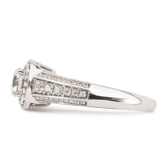14K White Gold Halo Plus (Holds 1/2 carat (5.2mm) Round Center) 1/2 carat Diamond Semi-Mount Engagement Ring