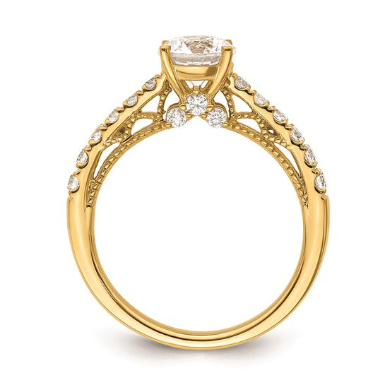 14K Vintage (Holds 1 carat 6.5mm) Round Center) 1/2 carat Diamond Semi-Mount Engagement Ring