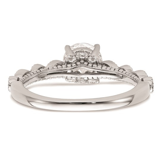 14K White Gold Vintage (Holds 1 carat (6.5mm) Round Center) 1/4 carat Diamond Semi-Mount Engagement Ring