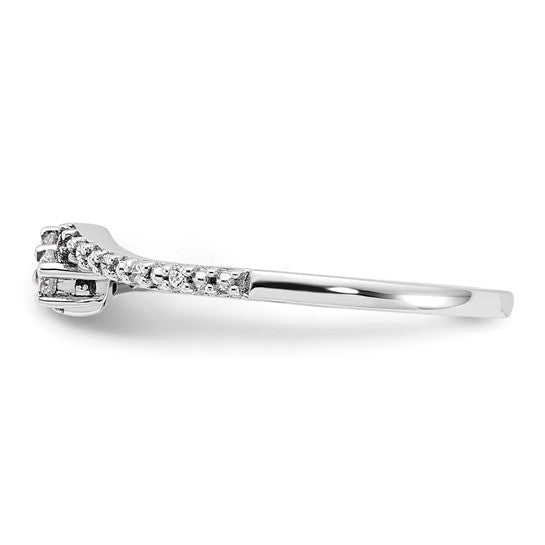First Promise 14k White Gold Bypass 1/6 carat Round Diamond Complete Promise/Engagement Ring