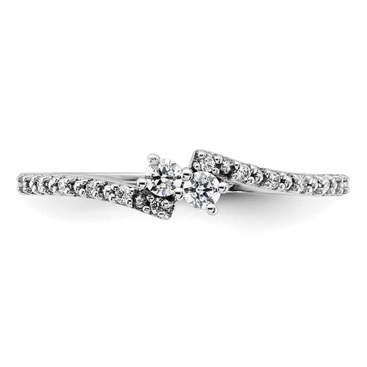 First Promise 14k White Gold Bypass 1/6 carat Round Diamond Complete Promise/Engagement Ring