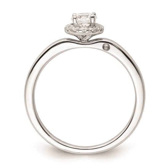 Two Promises 14k White Gold Diamond Round Halo Complete Engagement Ring