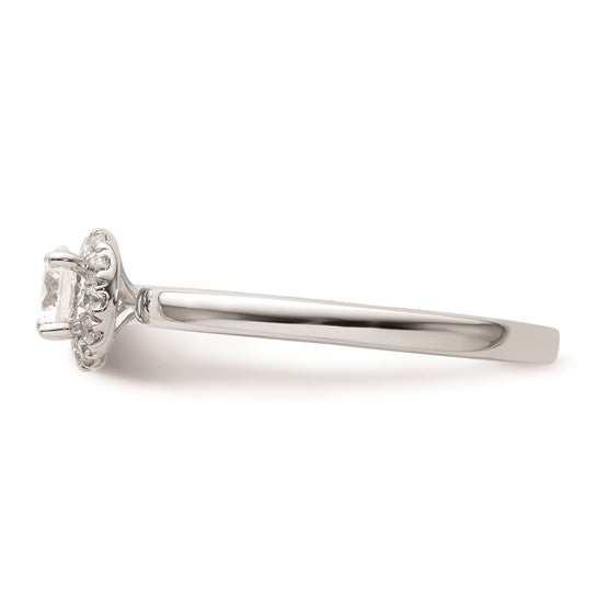 Two Promises 14k White Gold Diamond Round Halo Complete Engagement Ring
