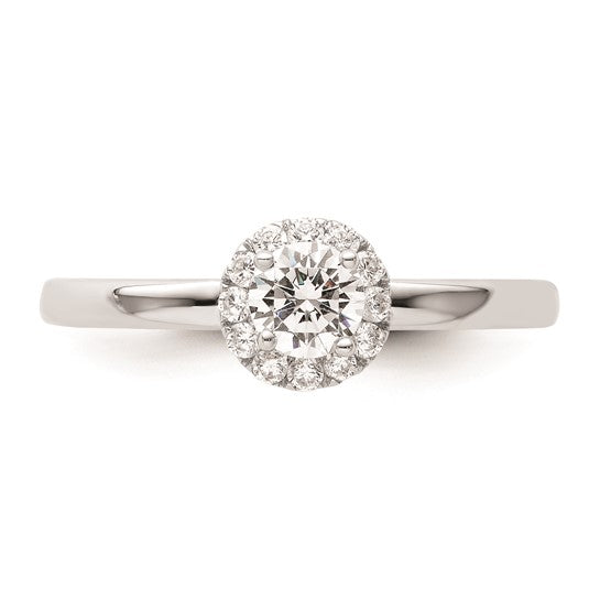 Two Promises 14k White Gold Diamond Round Halo Complete Engagement Ring