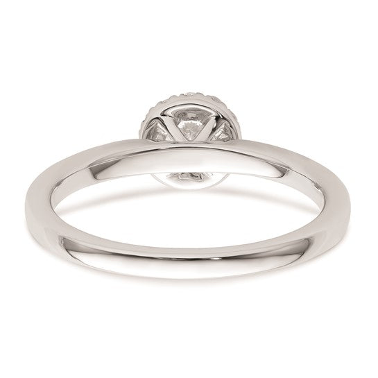 Two Promises 14k White Gold Diamond Round Halo Complete Engagement Ring