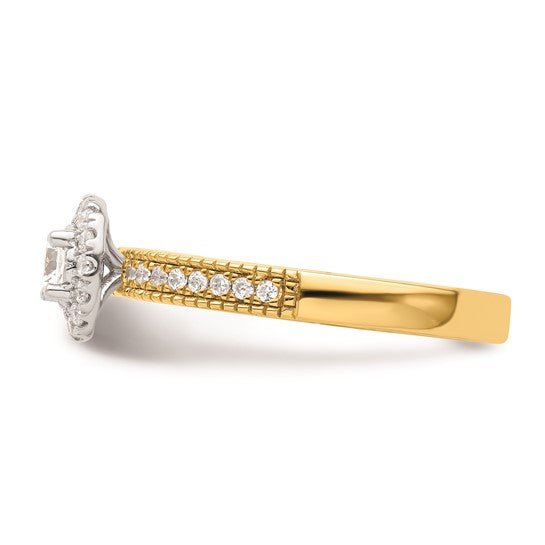 Two Promises 14k Two-tone Diamond Round Halo Complete Engagement Ring