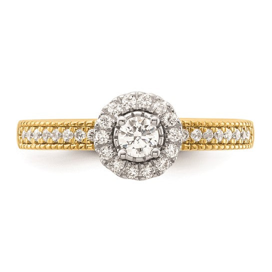 Two Promises 14k Two-tone Diamond Round Halo Complete Engagement Ring
