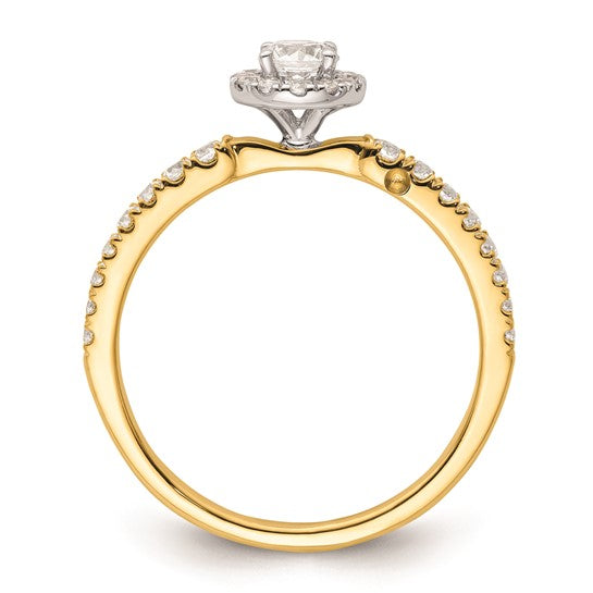 Two Promises 14k Two-tone Diamond Round Halo Complete Engagement Ring