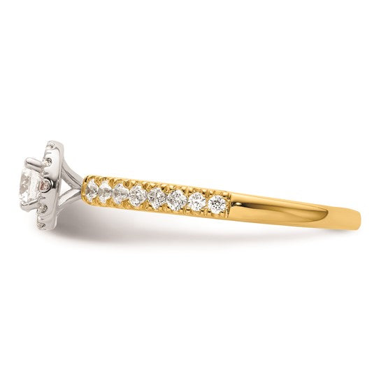 Two Promises 14k Two-tone Diamond Round Halo Complete Engagement Ring
