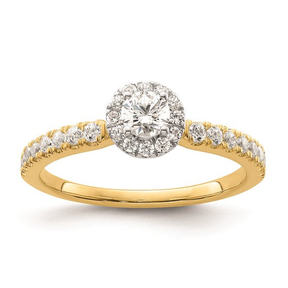 Two Promises 14k Two-tone Diamond Round Halo Complete Engagement Ring