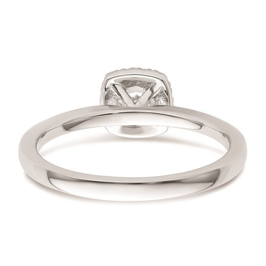 Two Promises 14k White Gold Diamond Round Halo Complete Engagement Ring