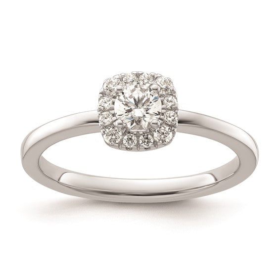 Two Promises 14k White Gold Diamond Round Halo Complete Engagement Ring