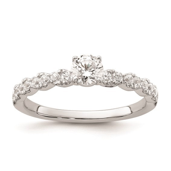 Two Promises 14k White Gold Diamond Complete Engagement Ring