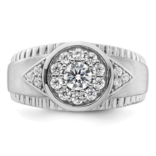 14K White Gold Lab Grown Diamond Cluster Men's Ring