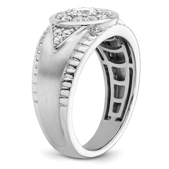 14K White Gold Lab Grown Diamond Cluster Men's Ring