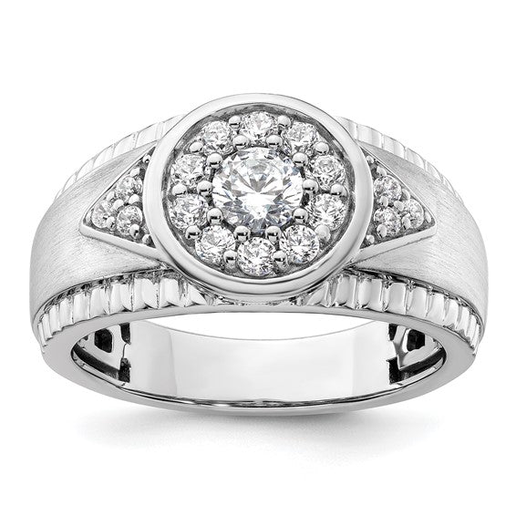 14K White Gold Lab Grown Diamond Cluster Men's Ring