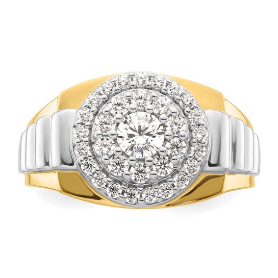 14K Two-Tone Lab Grown Diamond Cluster Men's Ring