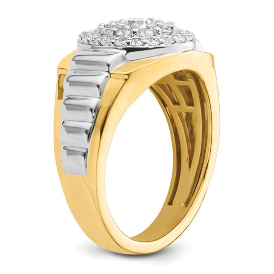 14K Two-Tone Lab Grown Diamond Cluster Men's Ring