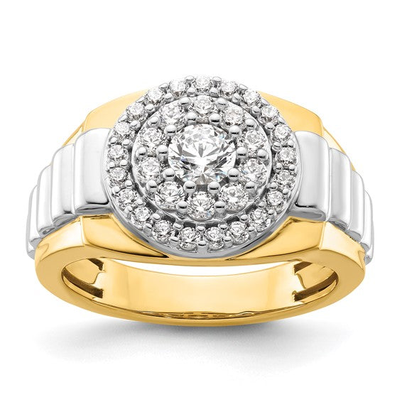 14K Two-Tone Lab Grown Diamond Cluster Men's Ring