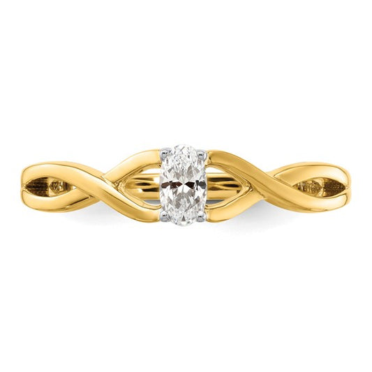 14k Two-tone Oval Complete Diamond Promise/Engagement Ring