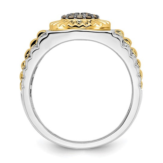 10k Two-tone Champagne Diamond Mens Ring