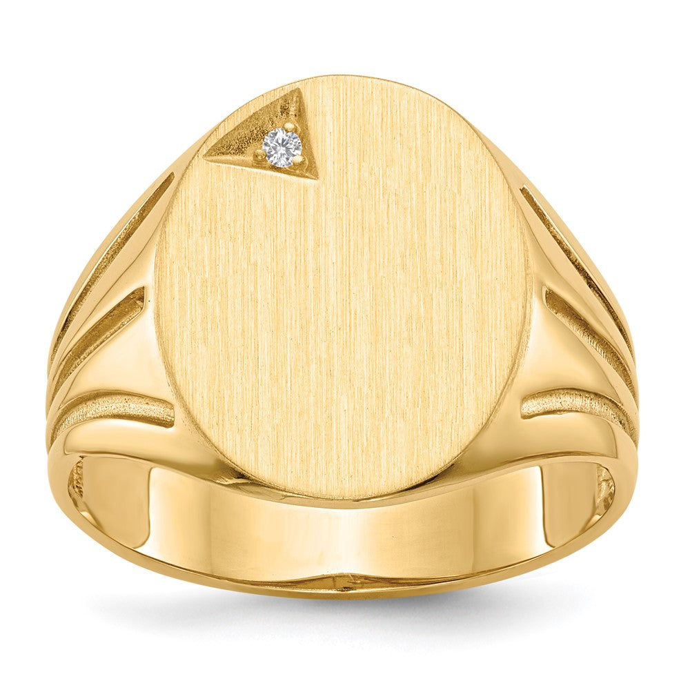14k 14.0x16.0mm Open Back AAA Diamond Mens Signet Ring
