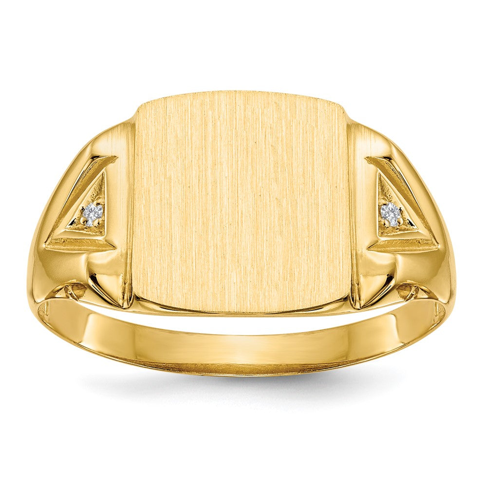 14k 11.0x12.0mm Open Back AA Diamond Mens Signet Ring