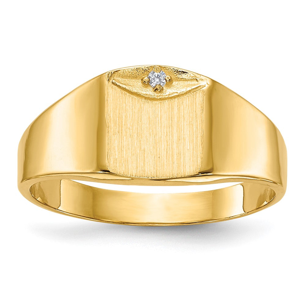 14k 7.0x8.0mm Closed Back AAA Diamond Signet Ring