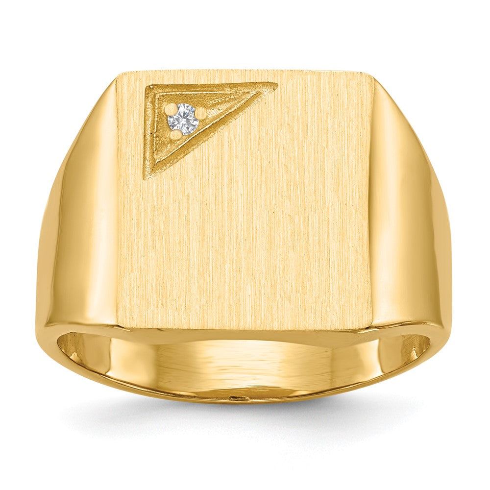 14k 13.0x14.0mm Closed Back AAA Diamond Mens Signet Ring