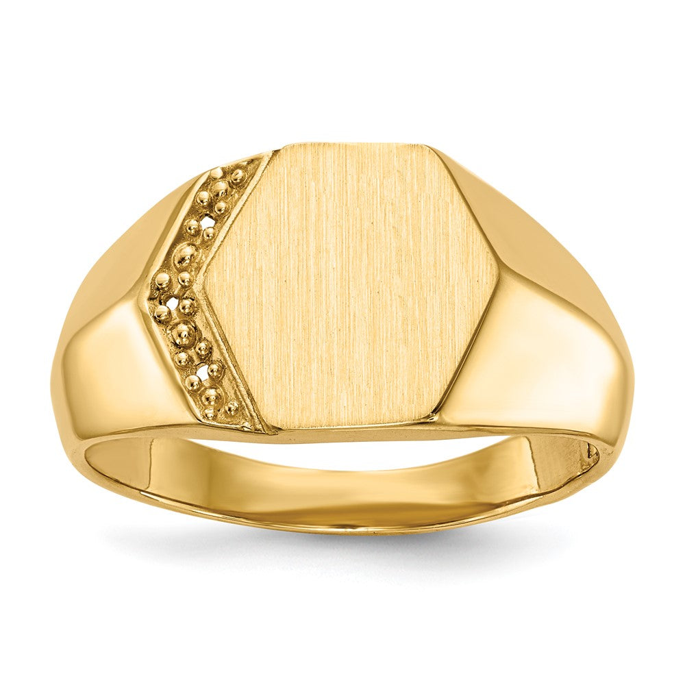 14k 11.5x11.5mm Open Back Diamond Mens Signet Ring Mounting