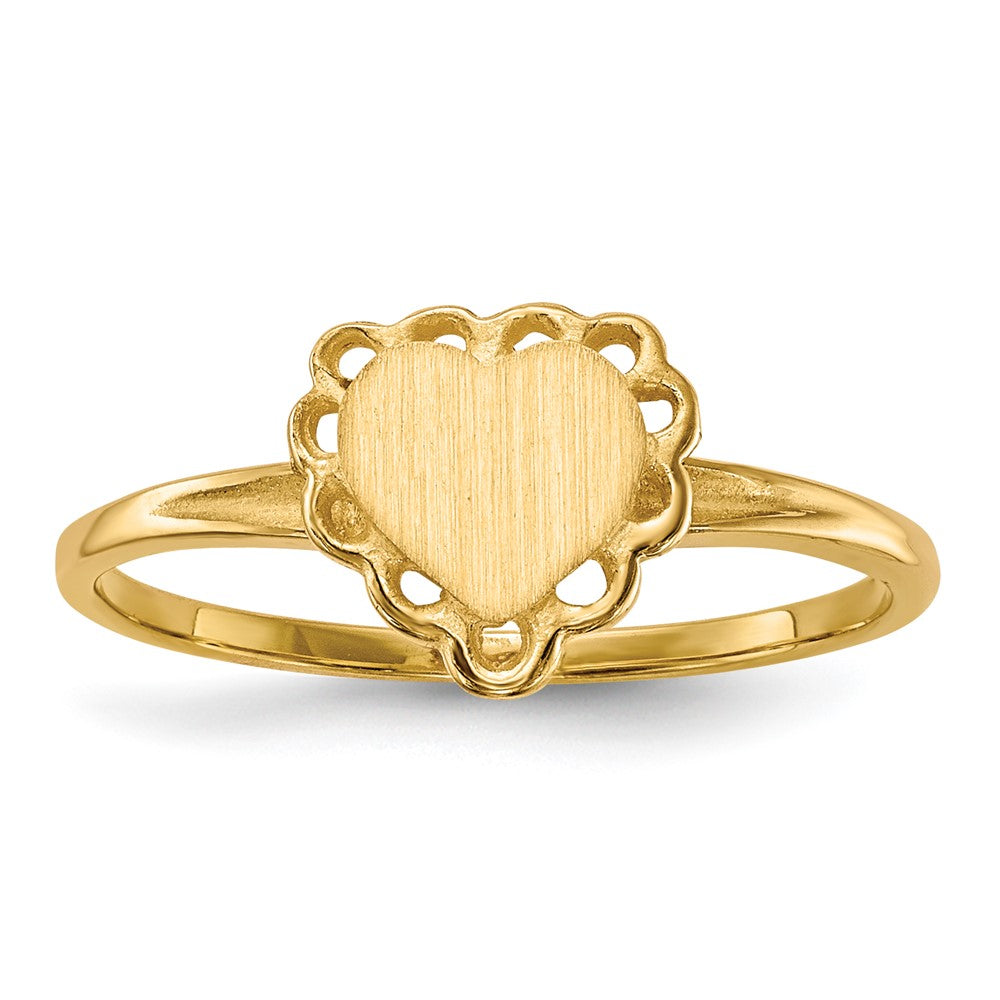 10k 6.5x6.0mm Open Back Heart Signet Ring