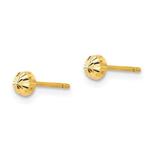 14k Madi K Diamond Cut 3mm Half-Ball Post Earrings