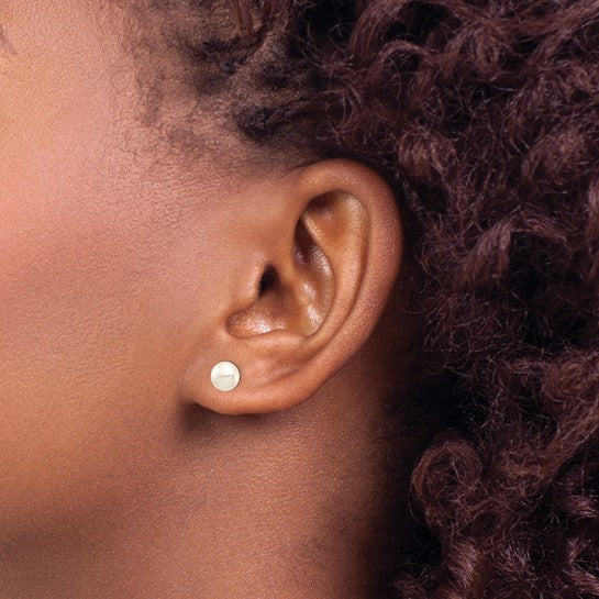 14k Madi K 6-7mm White Button Freshwater Cultured Pearl Stud Post Earrings