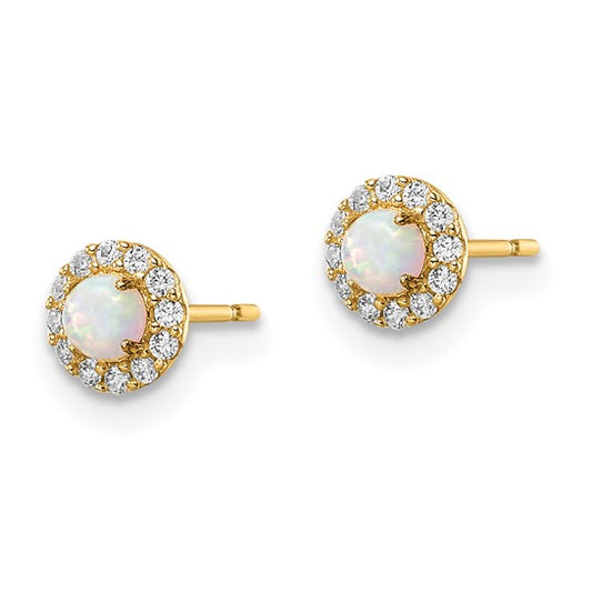14k Madi K CZ And Created Opal Post Earrings