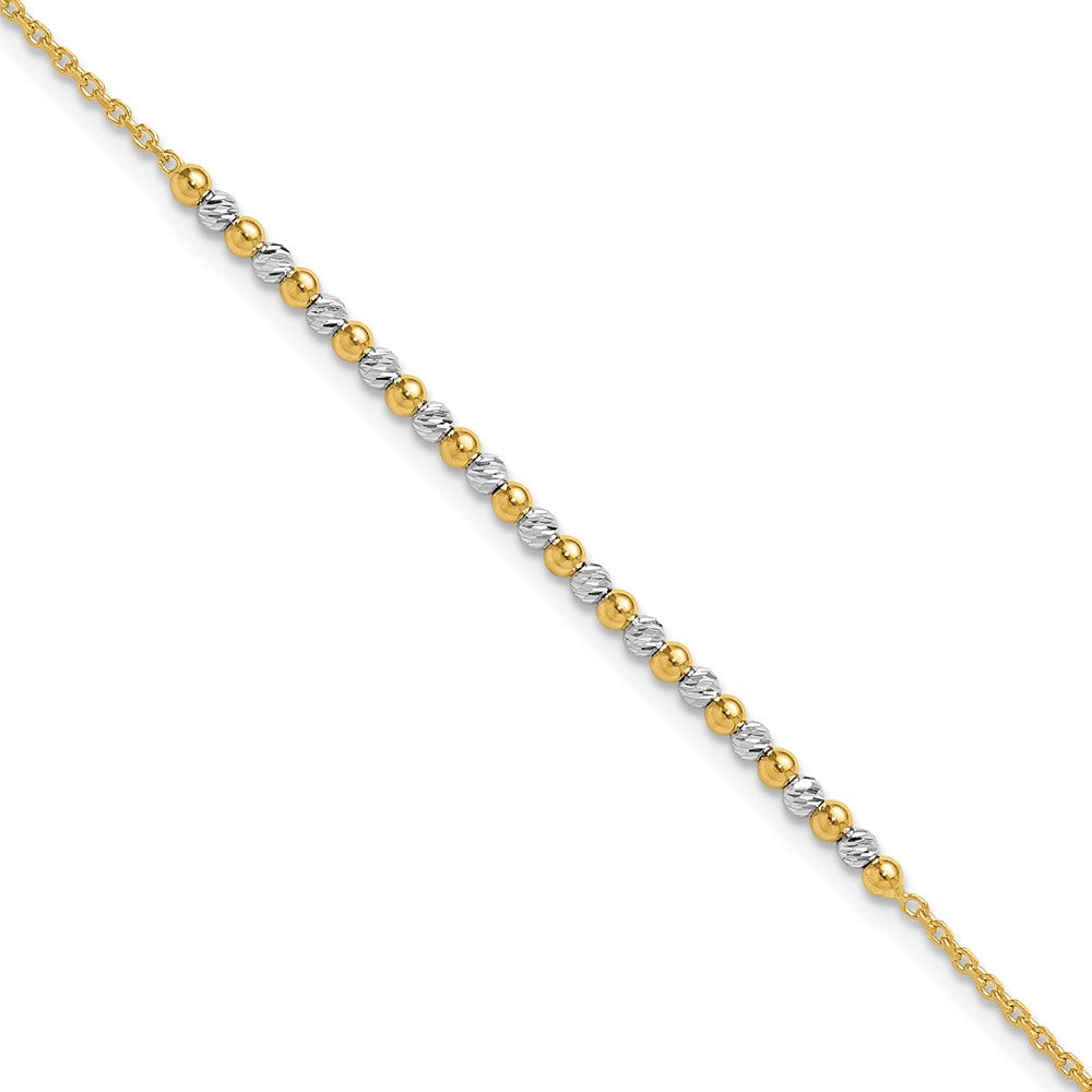 14K Two-tone Diamond-cut Beaded 7.5in Bracelet