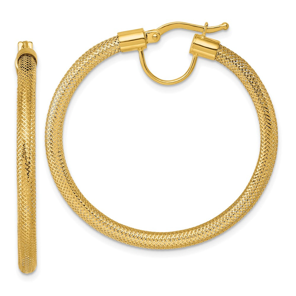 14k Polished Flexible Mesh Hinged Hoop Earrings