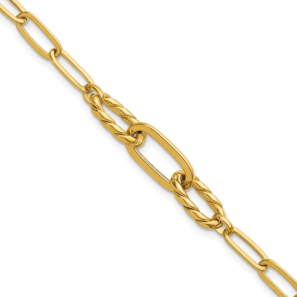 14K Polished Fancy 7.5in Paperclip Bracelet