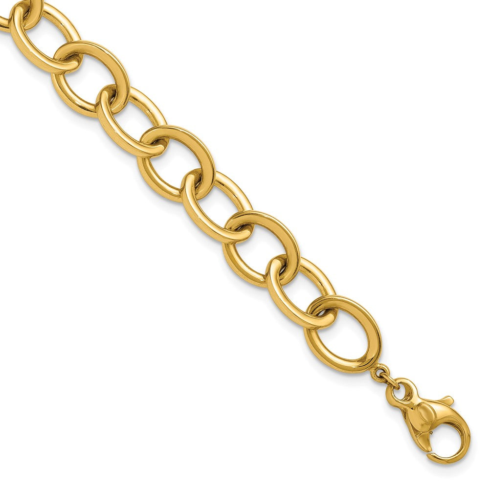 14k Polished Round Oval Chain 9mm Bracelet