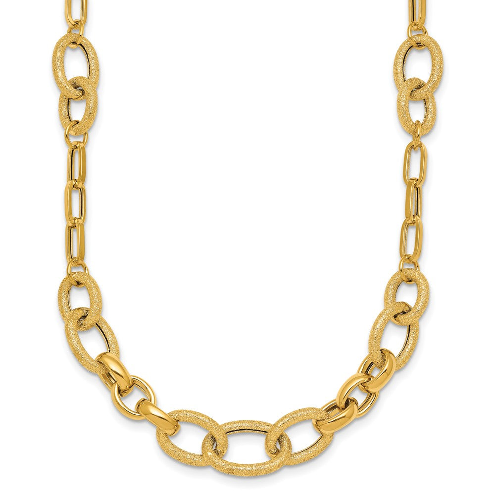 14k Polished and Textured Fancy Link 17.25in Necklace