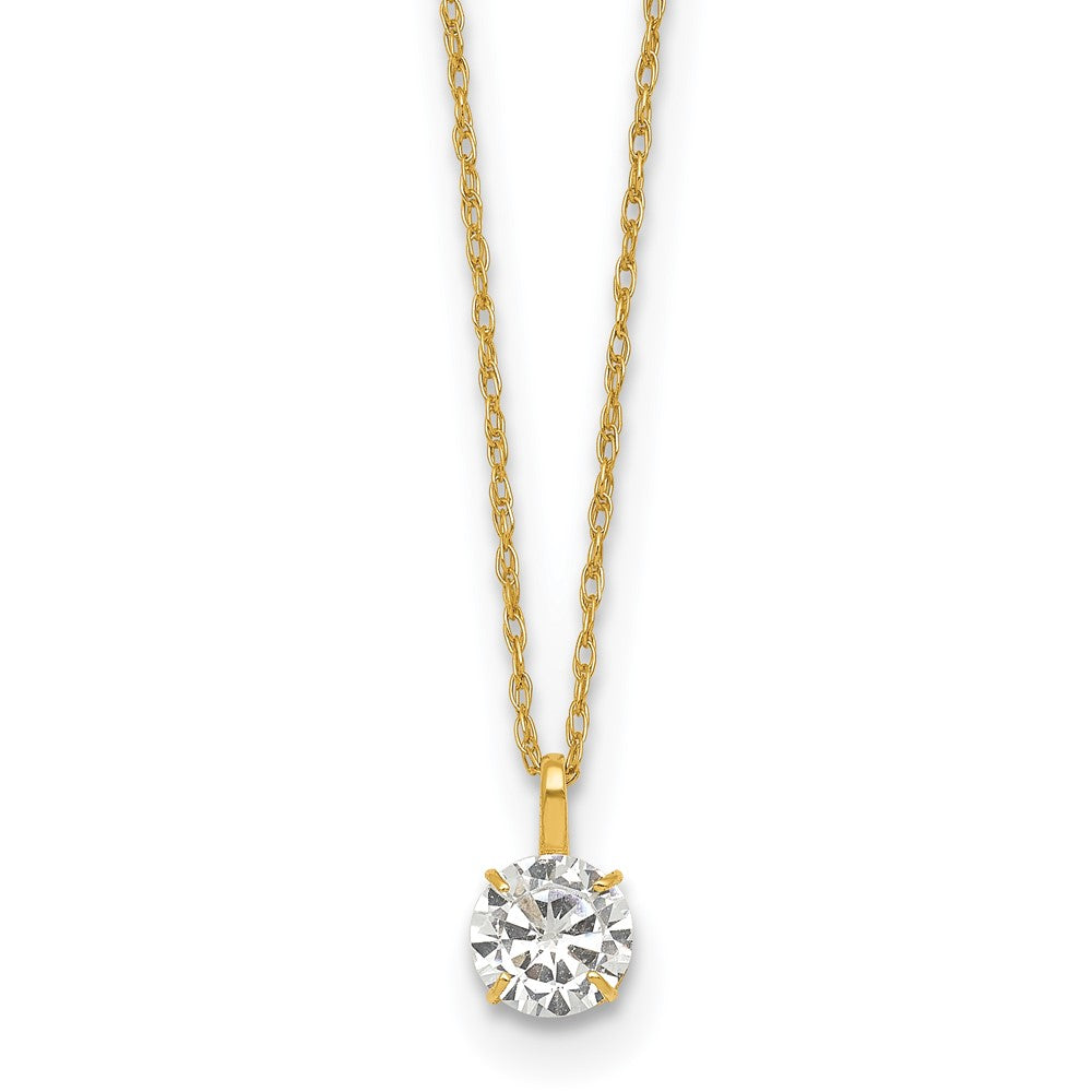 14k Polished 5mm CZ Solitaire 18in Necklace