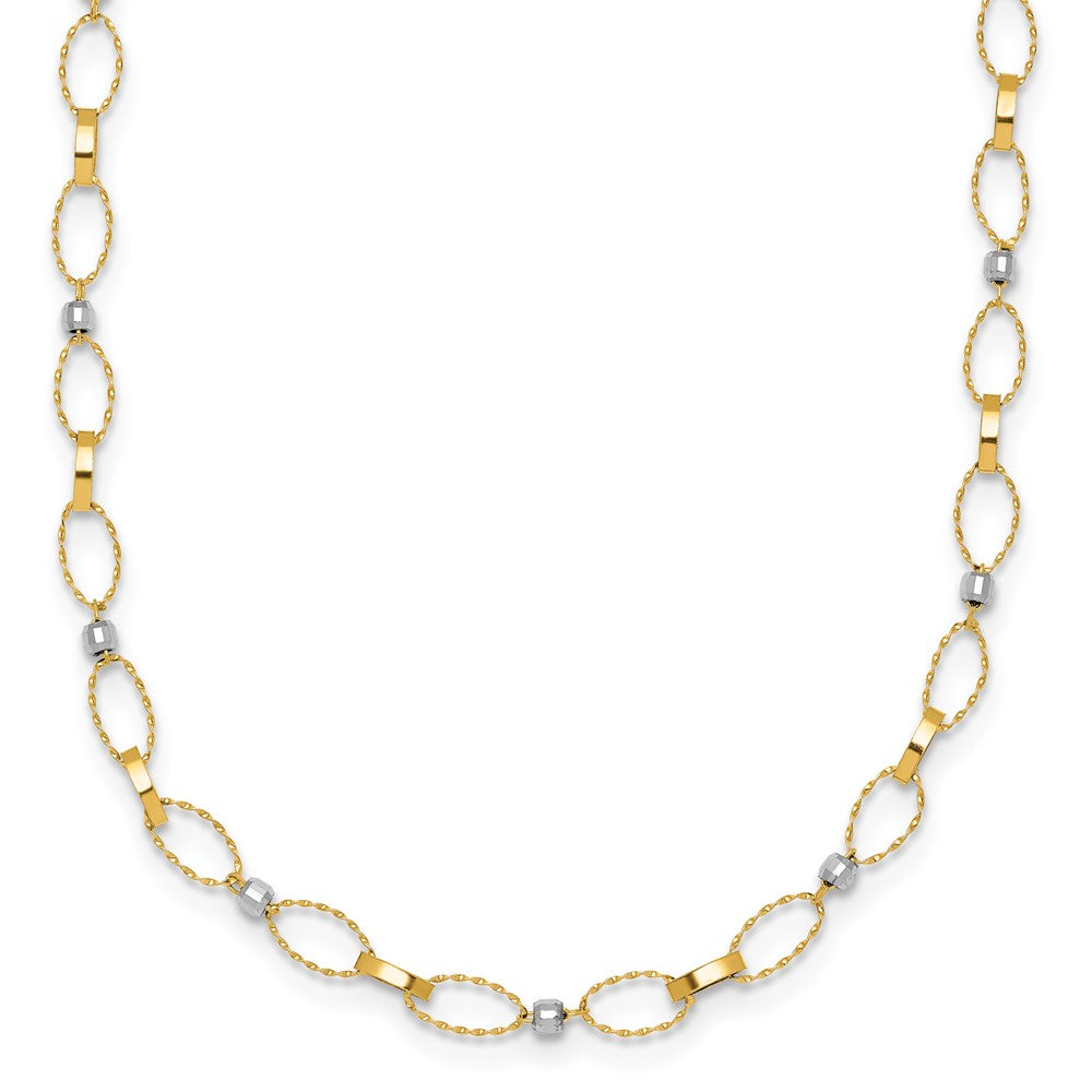 14k Two-tone Polished and Diamond-cut Fancy Open Link 18in Necklace