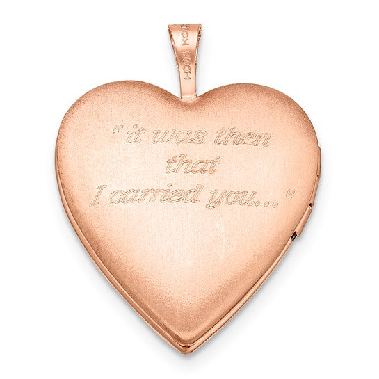 Sterling Silver Rose Gold-plated 20mm Footprints Heart Locket